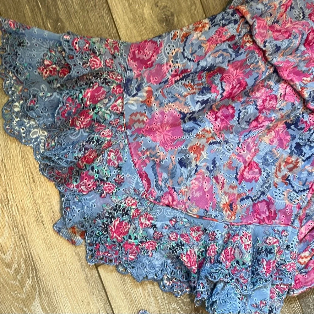 HEMANT & NANDITA Vibrant Pink and Blue One-Shoulder Mini Dress - Picture 10 of 12